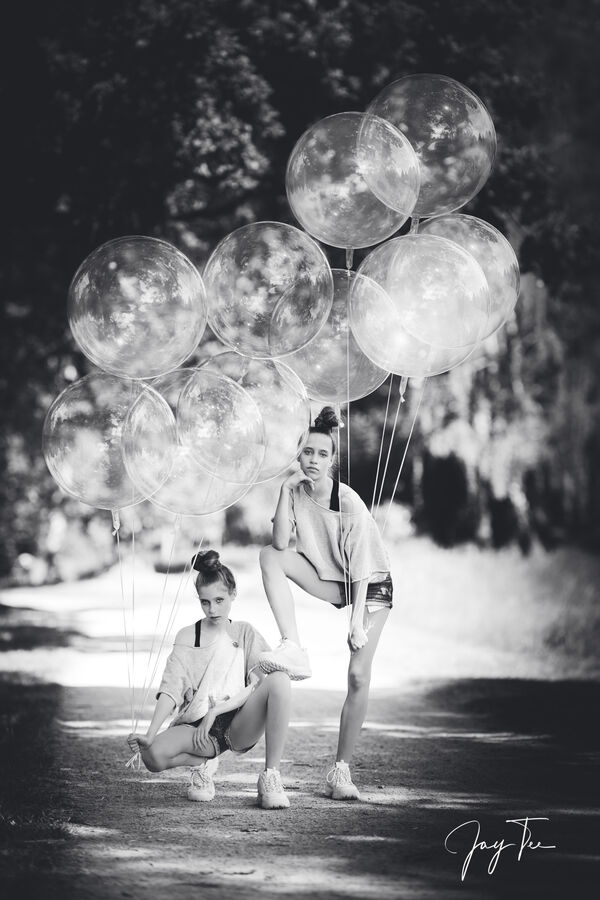 Twin Girls with Balloons.